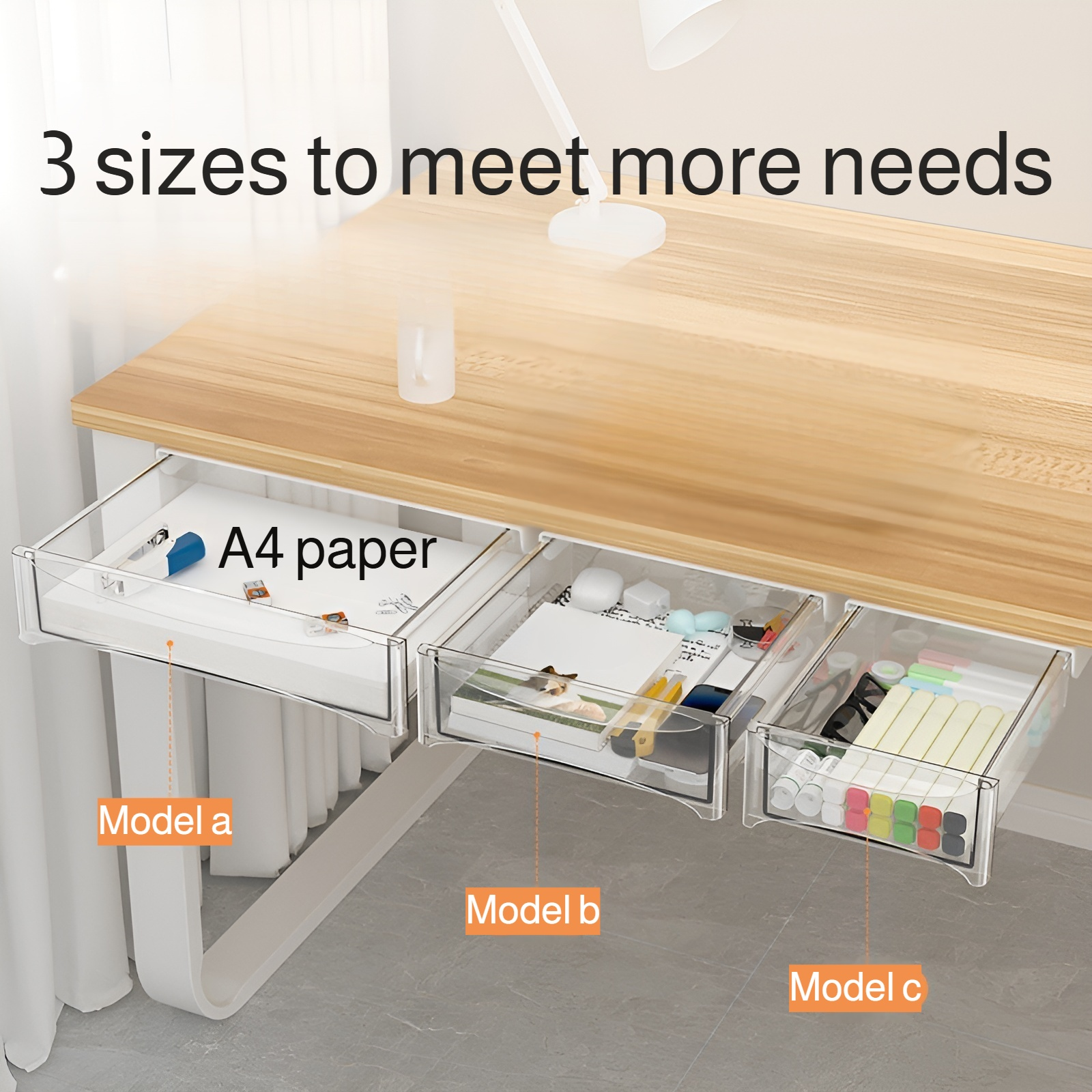 No-Drill Under-Desk Storage Drawer